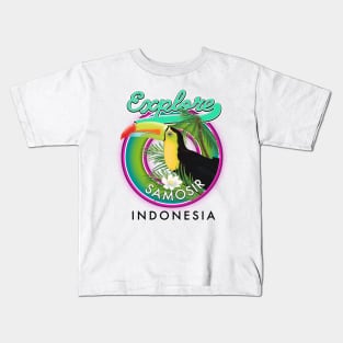 explore Samosir indonesia travel logo Kids T-Shirt